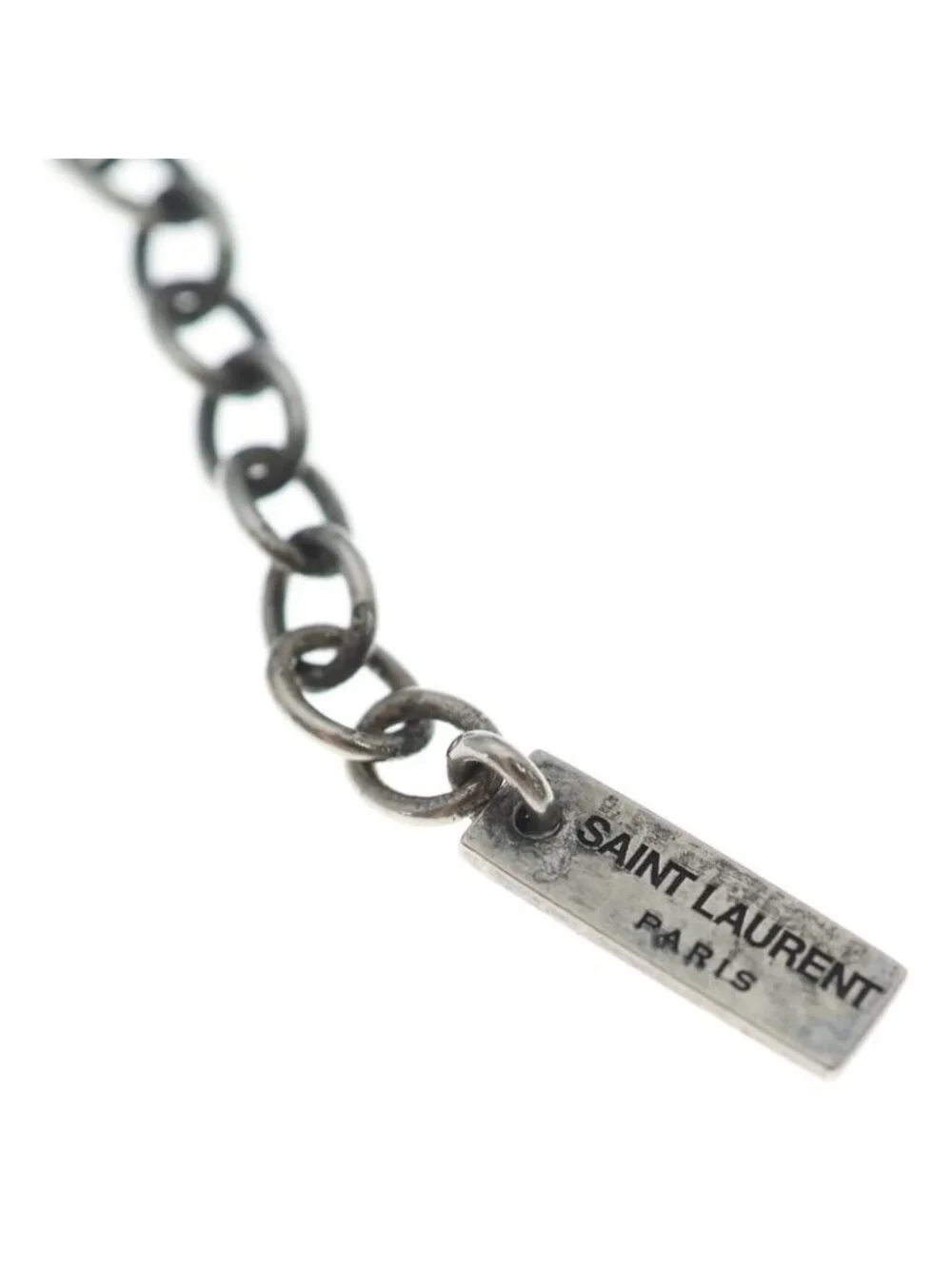 Saint Laurent Paris Chain Necklace Medal Pendant Silver - Picture 6 of 6